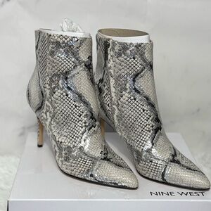 Nine West Faux Snakeskin Ankle Boots - Black and Gray